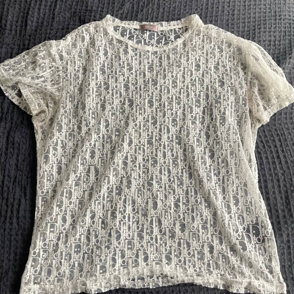 White Dior oblique mesh shirt